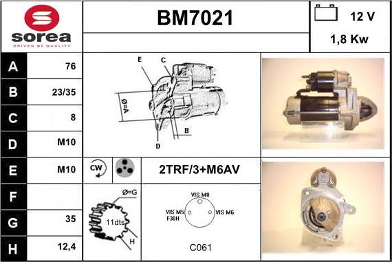 Sera BM7021 - Стартер autocars.com.ua