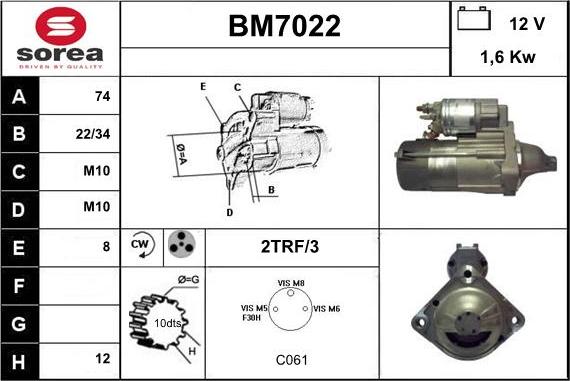 Sera BM7022 - Стартер autocars.com.ua