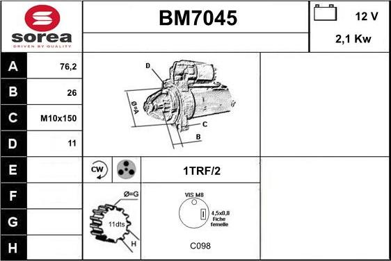 Sera BM7045 - Стартер autocars.com.ua