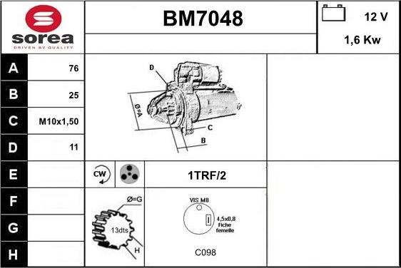 Sera BM7048 - Стартер autocars.com.ua