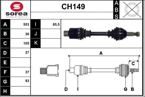 Sera CH149 - Приводний вал autocars.com.ua