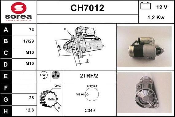 Sera CH7012 - Стартер autocars.com.ua