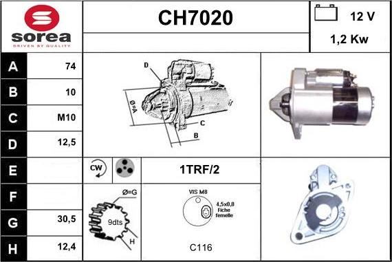 Sera CH7020 - Стартер autocars.com.ua