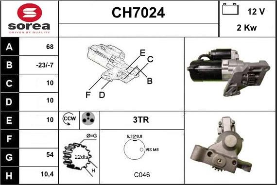 Sera CH7024 - Стартер autocars.com.ua