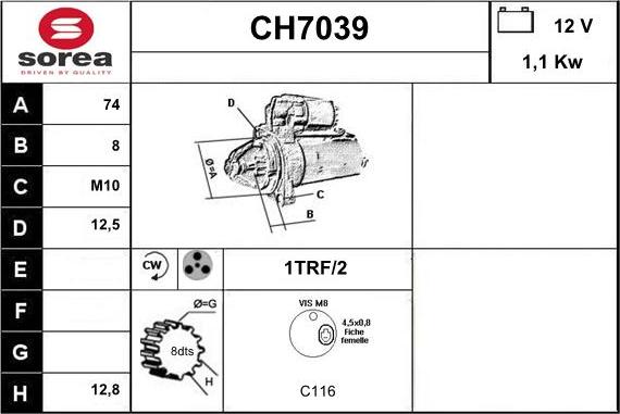 Sera CH7039 - Стартер autocars.com.ua