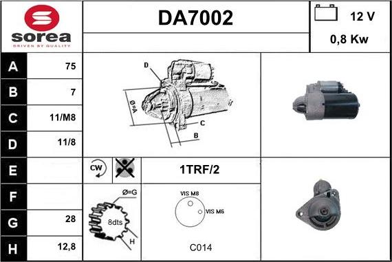 Sera DA7002 - Стартер autocars.com.ua