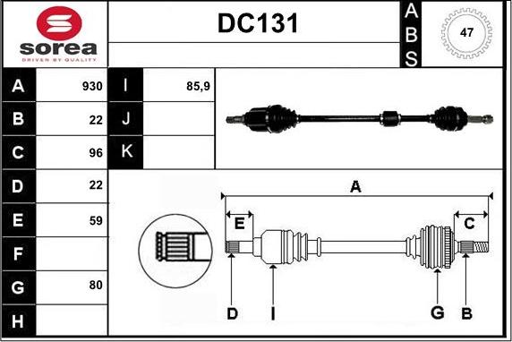 Sera DC131 - Приводний вал autocars.com.ua