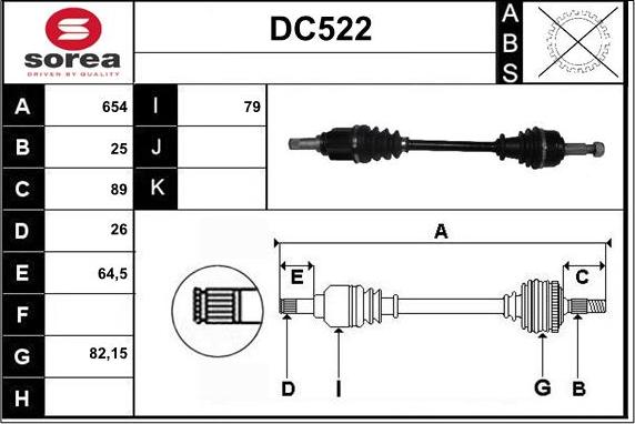 Sera DC522 - Приводний вал autocars.com.ua