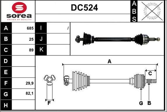 Sera DC524 - Приводний вал autocars.com.ua