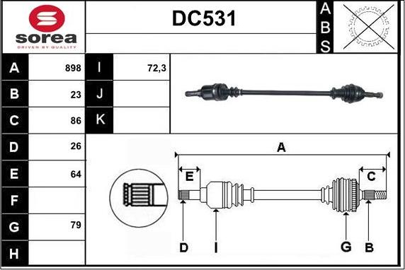 Sera DC531 - Приводний вал autocars.com.ua