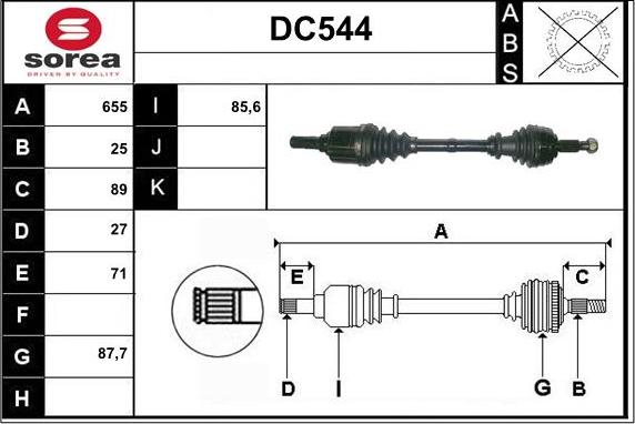 Sera DC544 - Приводний вал autocars.com.ua