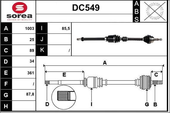 Sera DC549 - Приводний вал autocars.com.ua