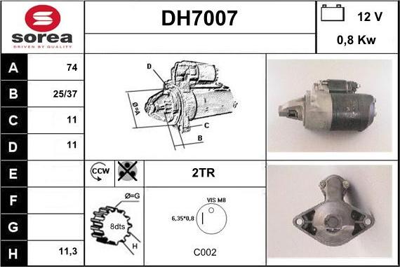 Sera DH7007 - Стартер autocars.com.ua