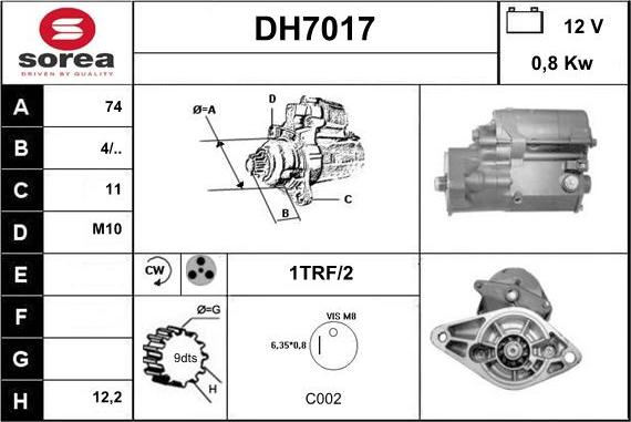 Sera DH7017 - Стартер autocars.com.ua