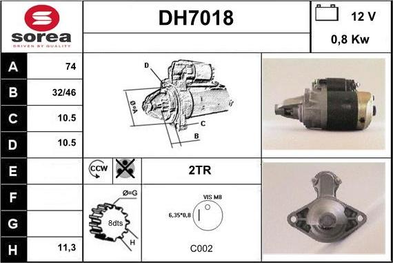 Sera DH7018 - Стартер autocars.com.ua