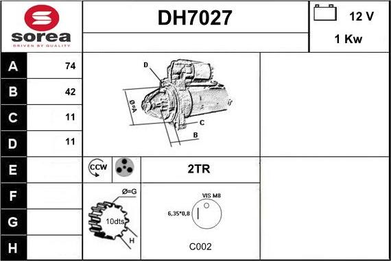 Sera DH7027 - Стартер autocars.com.ua