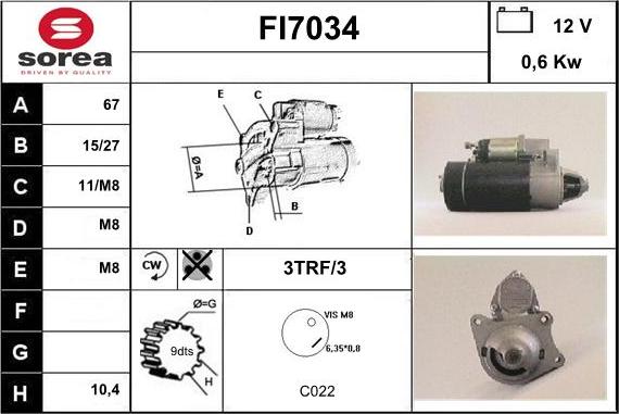 Sera FI7034 - Стартер autocars.com.ua