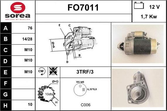 Sera FO7011 - Стартер autocars.com.ua