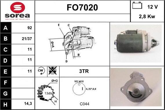 Sera FO7020 - Стартер autocars.com.ua