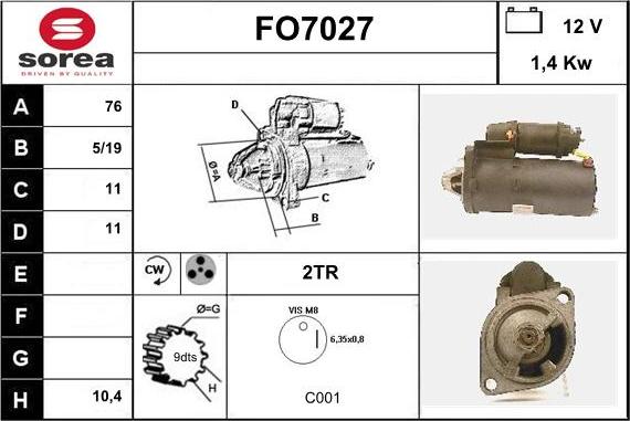 Sera FO7027 - Стартер autocars.com.ua