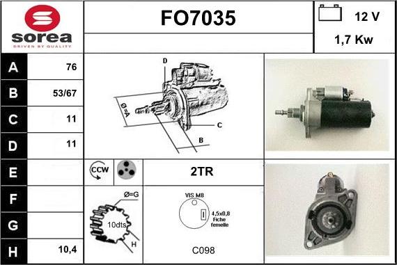 Sera FO7035 - Стартер autocars.com.ua