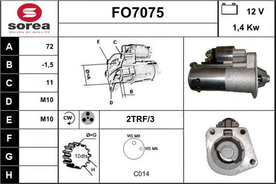 Sera FO7075 - Стартер autocars.com.ua