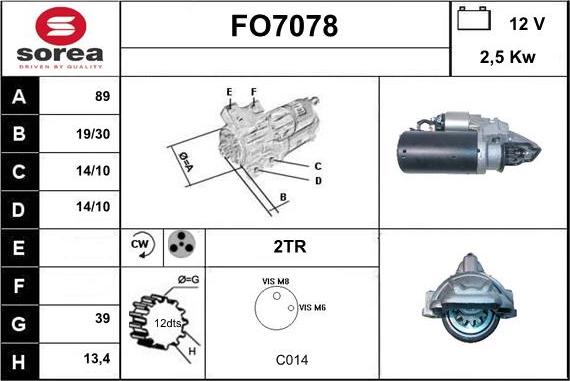 Sera FO7078 - Стартер autocars.com.ua