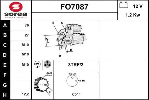 Sera FO7087 - Стартер autocars.com.ua