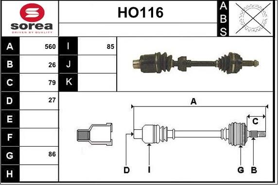 Sera HO116 - Приводний вал autocars.com.ua