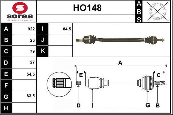 Sera HO148 - Приводний вал autocars.com.ua