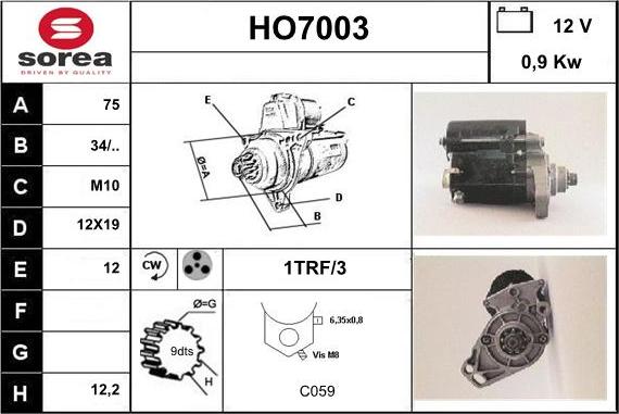 Sera HO7003 - Стартер autocars.com.ua