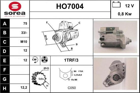 Sera HO7004 - Стартер autocars.com.ua