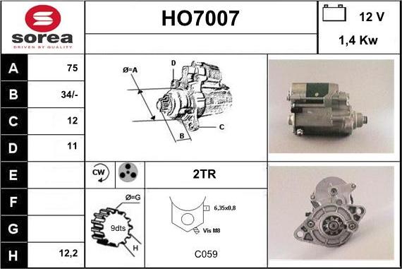 Sera HO7007 - Стартер autocars.com.ua