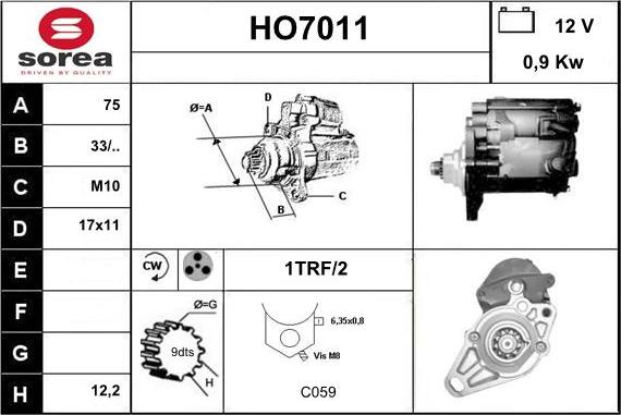 Sera HO7011 - Стартер autocars.com.ua