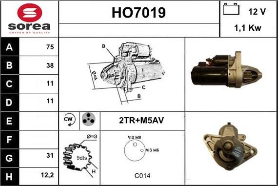 Sera HO7019 - Стартер autocars.com.ua