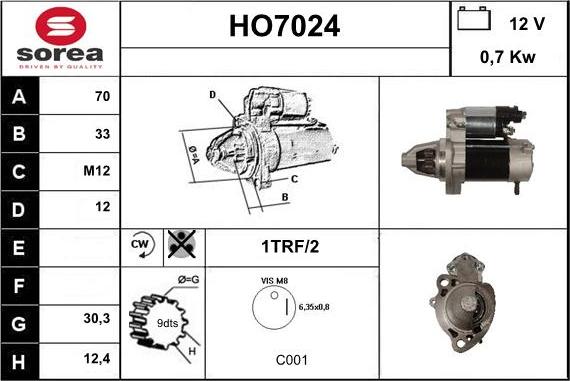 Sera HO7024 - Стартер autocars.com.ua