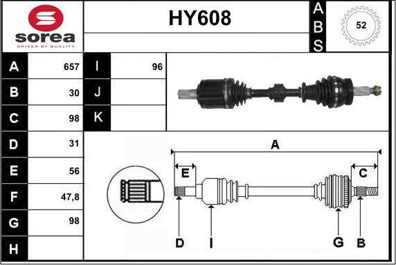 Sera HY608 - Приводной вал autodnr.net