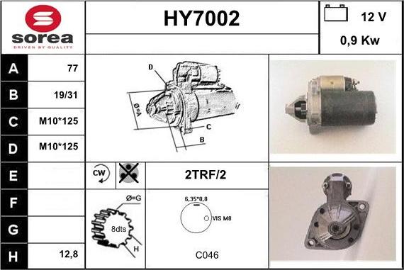 Sera HY7002 - Стартер autocars.com.ua