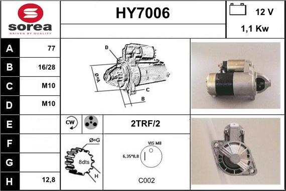 Sera HY7006 - Стартер autocars.com.ua