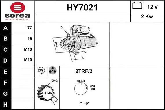 Sera HY7021 - Стартер autocars.com.ua