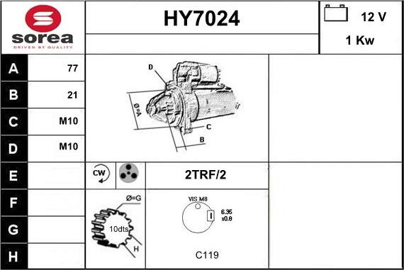 Sera HY7024 - Стартер autocars.com.ua