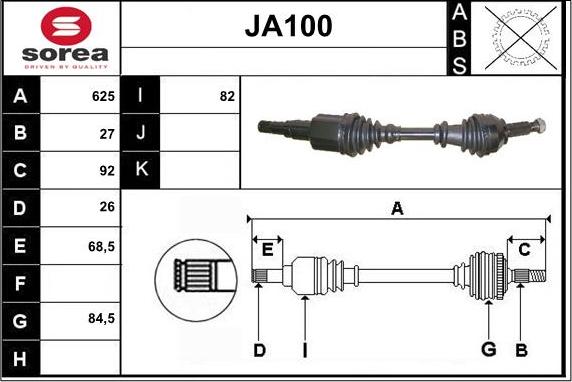 Sera JA100 - Приводний вал autocars.com.ua