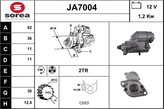 Sera JA7004 - Стартер autocars.com.ua