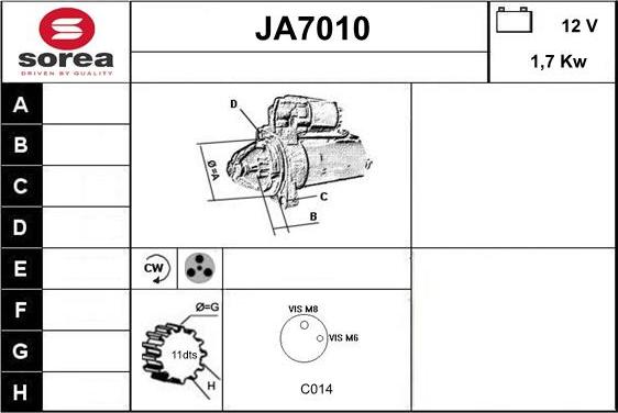 Sera JA7010 - Стартер autocars.com.ua