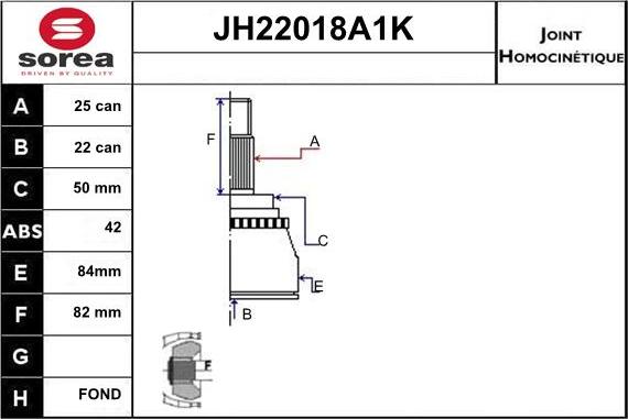 Sera JH22018A1K - Шарнірний комплект, ШРУС, приводний вал autocars.com.ua