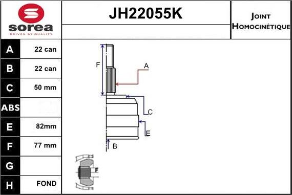 Sera JH22055K - Шарнирный комплект, ШРУС, приводной вал autodnr.net