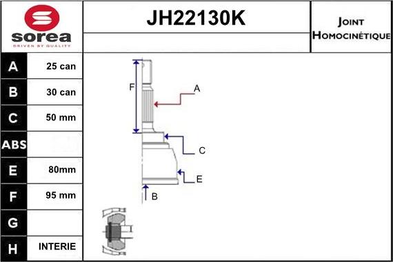 Sera JH22130K - Шарнирный комплект, ШРУС, приводной вал autodnr.net