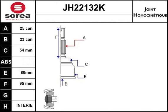 Sera JH22132K - Шарнирный комплект, ШРУС, приводной вал autodnr.net