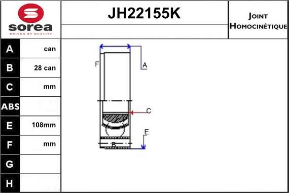 Sera JH22155K - Шарнирный комплект, ШРУС, приводной вал autodnr.net