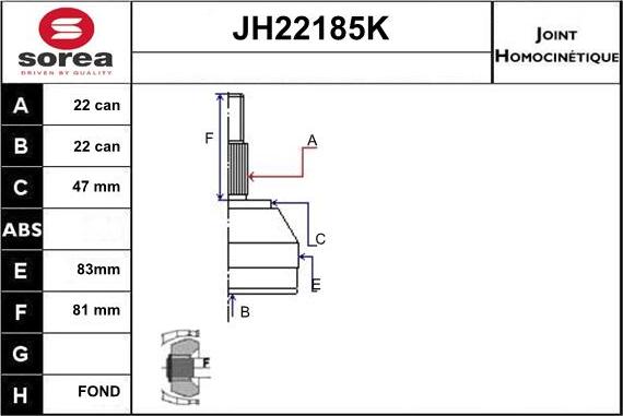 Sera JH22185K - Шарнирный комплект, ШРУС, приводной вал autodnr.net